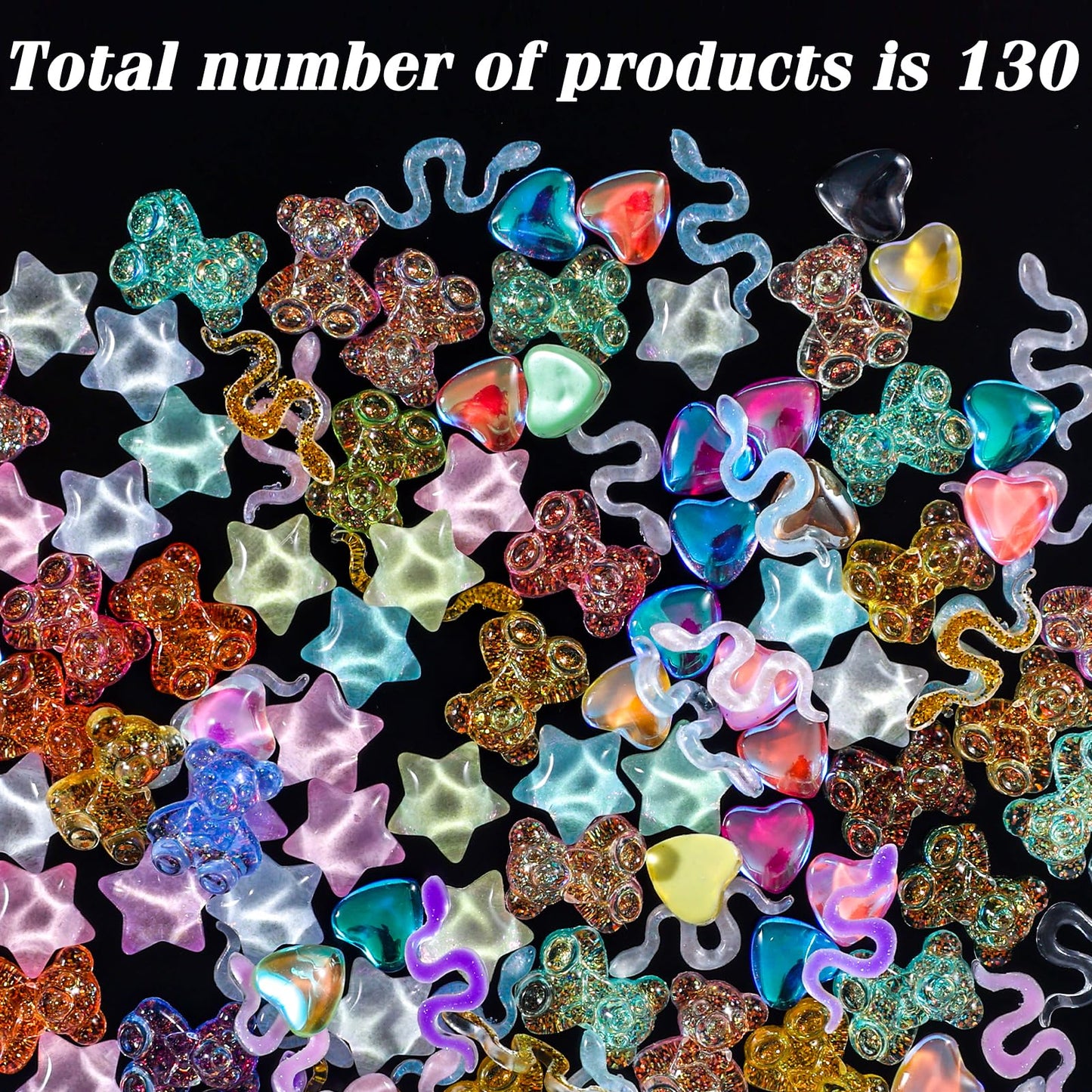 120Pcs Kawaii Slime Charms 3D Cute Mini Flatback Nail Gummy Bear Beads Bulk Resin Jewelry Making Candy Embellishments Supplies for Cell Phone Scrapbooking DIY Crafts